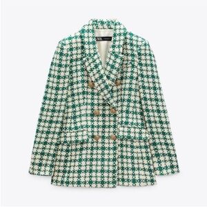 Zara Textured Double-Breasted Blazer— size L